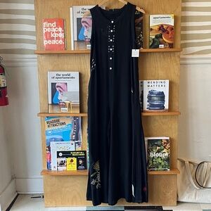 Johnny Was Black Embroidered Jumpsuit